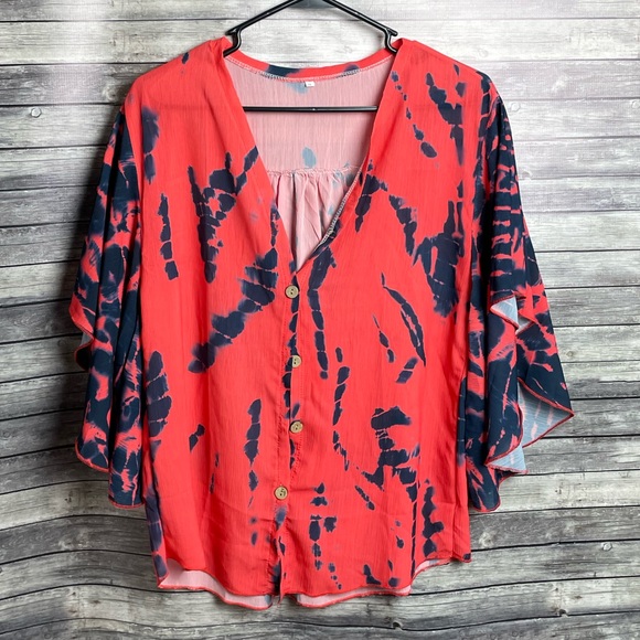 Woman’s Red Button Down - Picture 1 of 3